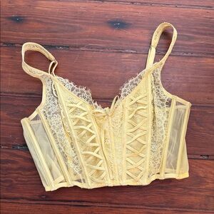 Victoria’s Secret Dream Angels lace up sheer lace detail cropped corset top sz M